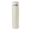 Cream-colored water bottle with gray charcoal lid and band accents, displayed against a neutral background